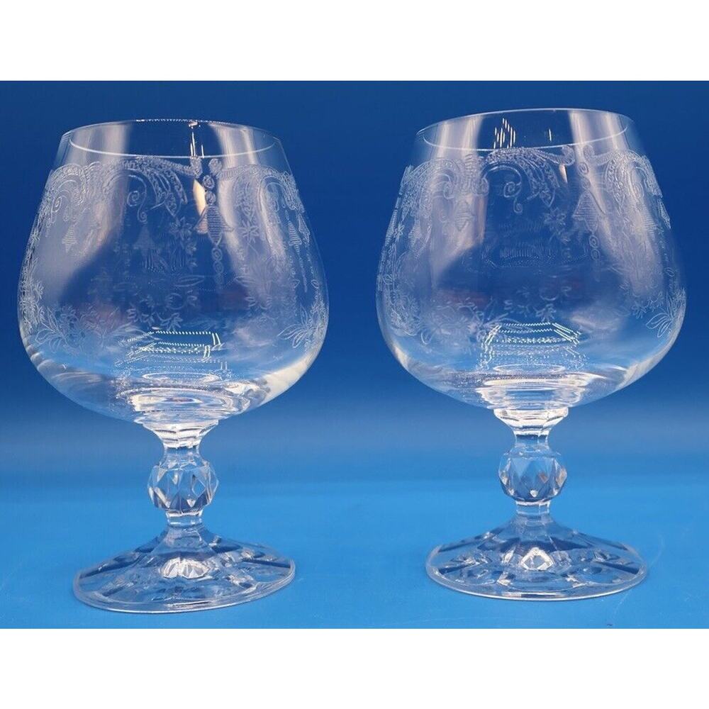 Bohemia Cascade Fine Lead Crystal‎ Brandy Glasses 4.75'' - Set of 2 *Pre-Owned*